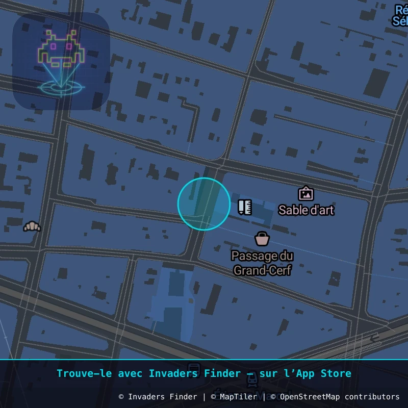 Zone approximative de l'invader PA_841, dans le quartier 2e arrondissement de Paris à Paris. Emplacement exact disponible dans l'app Invaders Finder.