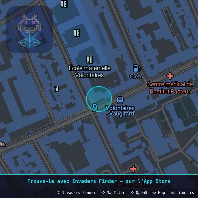 Zone approximative de l'invader PA_847, dans le quartier 15e arrondissement de Paris à Paris. Emplacement exact disponible dans l'app Invaders Finder.