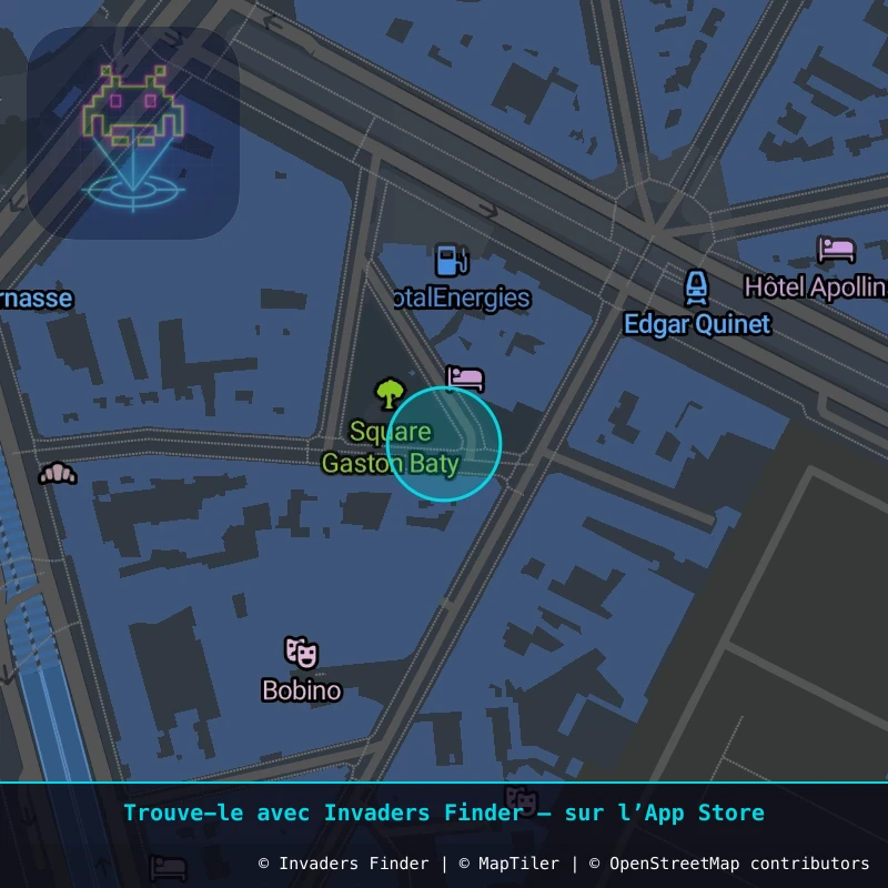 Zone approximative de l'invader PA_849, dans le quartier 14e arrondissement de Paris à Paris. Emplacement exact disponible dans l'app Invaders Finder.