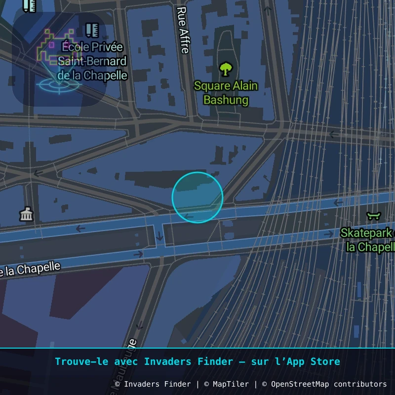 Zone approximative de l'invader PA_854, dans le quartier 18e arrondissement de Paris à Paris. Emplacement exact disponible dans l'app Invaders Finder.