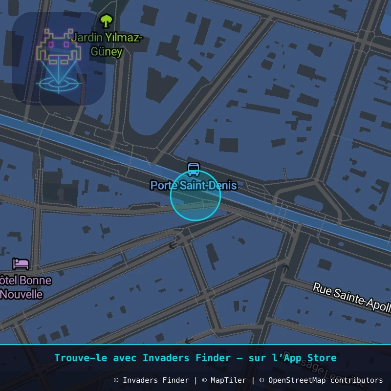 Zone approximative de l'invader PA_859, dans le quartier 2e arrondissement de Paris à Paris. Emplacement exact disponible dans l'app Invaders Finder.
