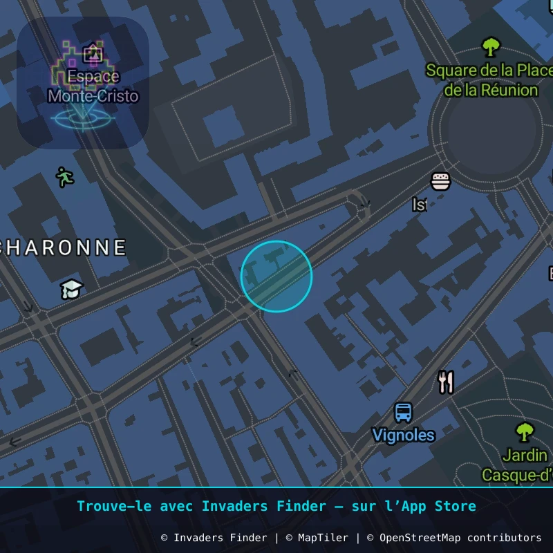 Zone approximative de l'invader PA_871, dans le quartier 20e arrondissement de Paris à Paris. Emplacement exact disponible dans l'app Invaders Finder.