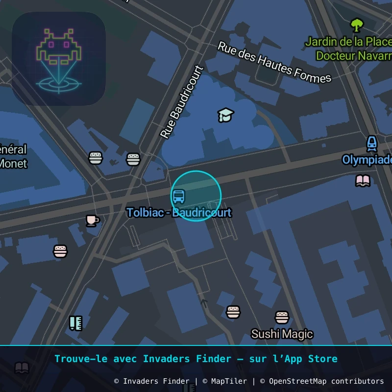 Zone approximative de l'invader PA_876, dans le quartier 13e arrondissement de Paris à Paris. Emplacement exact disponible dans l'app Invaders Finder.