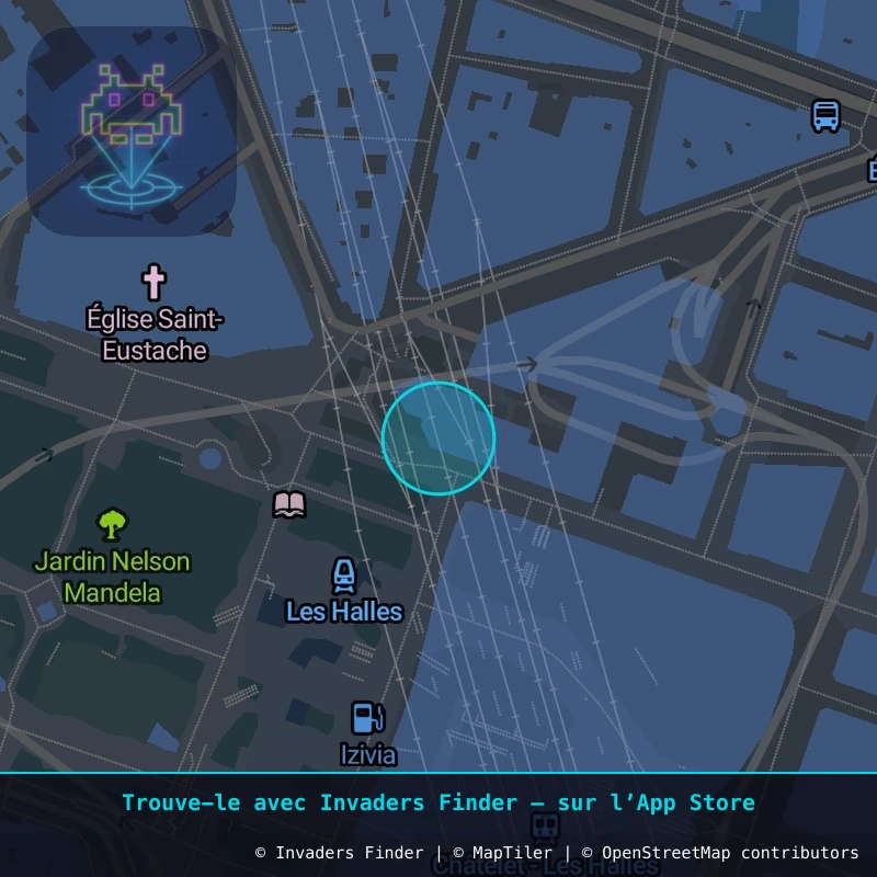 Zone approximative de l'invader PA_89, dans le quartier 1er arrondissement de Paris à Paris. Emplacement exact disponible dans l'app Invaders Finder.