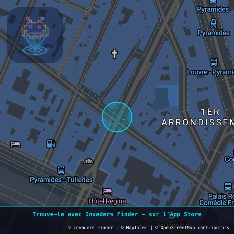 Zone approximative de l'invader PA_893, dans le quartier 1er arrondissement de Paris à Paris. Emplacement exact disponible dans l'app Invaders Finder.