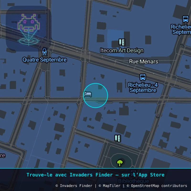 Zone approximative de l'invader PA_894, dans le quartier 2e arrondissement de Paris à Paris. Emplacement exact disponible dans l'app Invaders Finder.