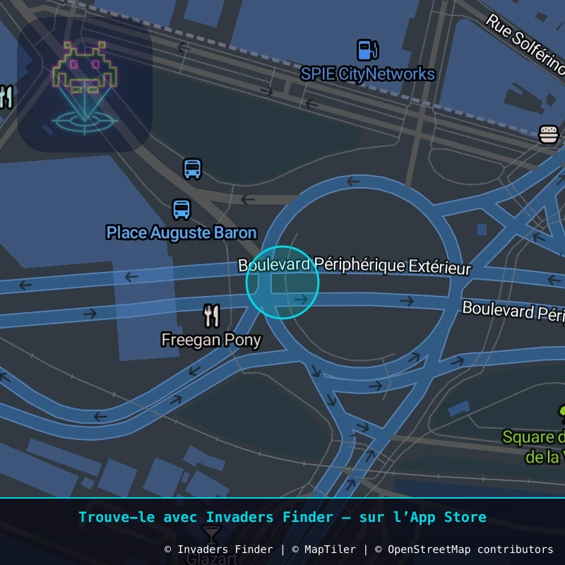 Zone approximative de l'invader PA_895, dans le quartier 19e arrondissement de Paris à Paris. Emplacement exact disponible dans l'app Invaders Finder.