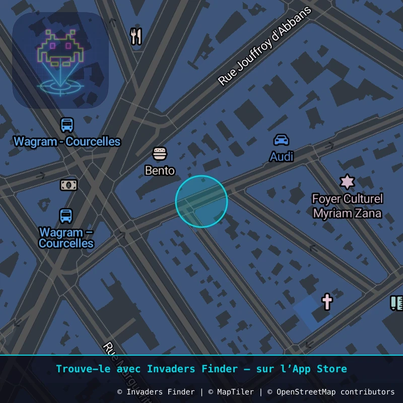 Zone approximative de l'invader PA_903, dans le quartier 17e arrondissement de Paris à Paris. Emplacement exact disponible dans l'app Invaders Finder.