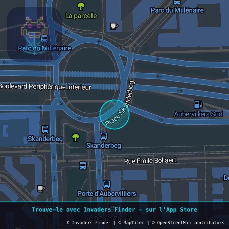 Zone approximative de l'invader PA_905, dans le quartier 19e arrondissement de Paris à Paris. Emplacement exact disponible dans l'app Invaders Finder.