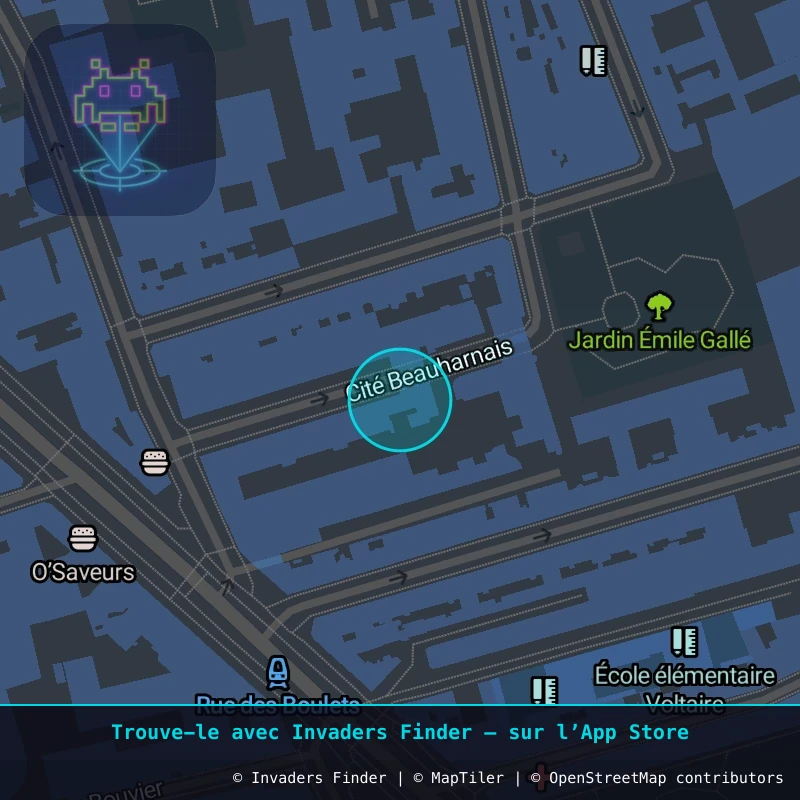 Zone approximative de l'invader PA_908, dans le quartier 11e arrondissement de Paris à Paris. Emplacement exact disponible dans l'app Invaders Finder.