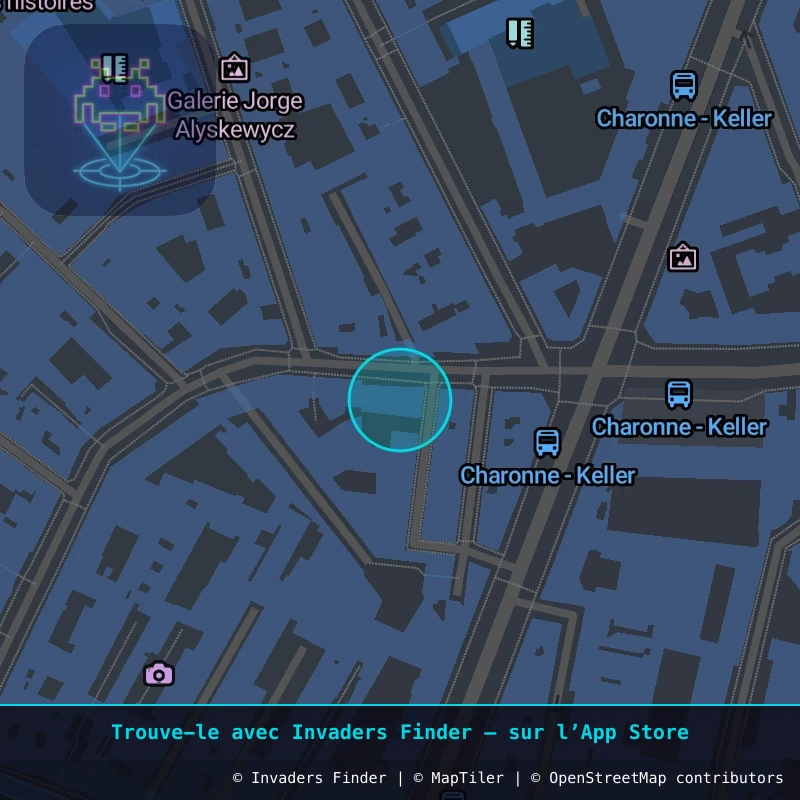 Approximate area of invader PA_91, in the 11th arrondissement, Paris area of Paris. Exact location available in the Invaders Finder app.
