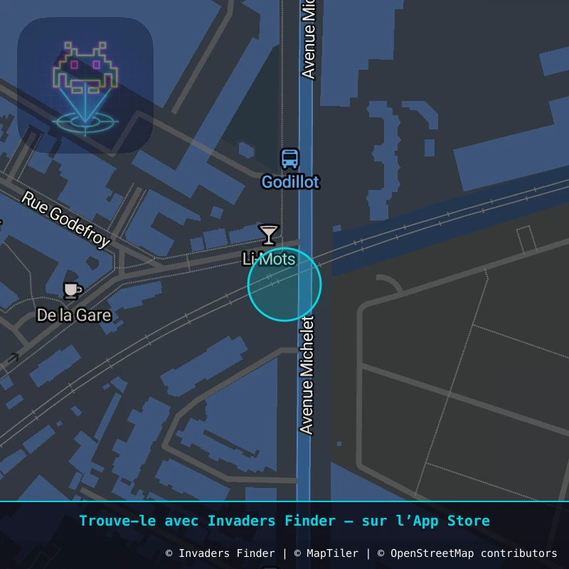 Zone approximative de l'invader PA_913, dans le quartier Paris métropolitain (PA93) à Paris. Emplacement exact disponible dans l'app Invaders Finder.