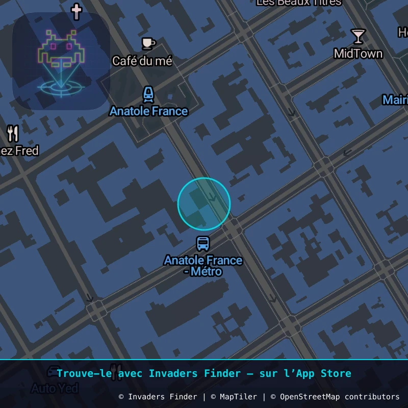 Zone approximative de l'invader PA_915, dans le quartier Paris métropolitain (PA92) à Paris. Emplacement exact disponible dans l'app Invaders Finder.