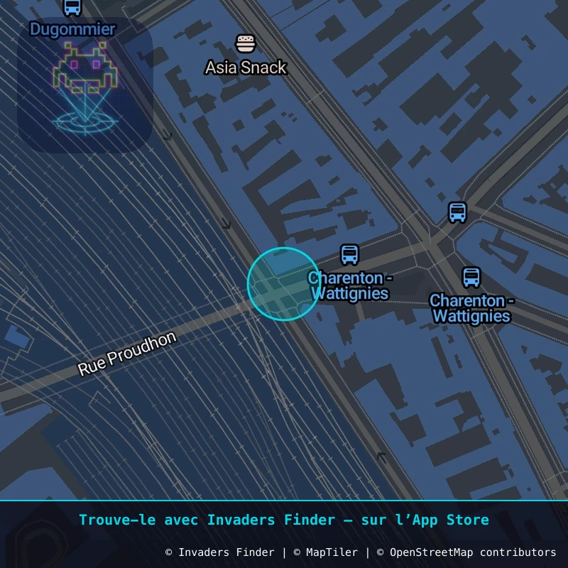Zone approximative de l'invader PA_923, dans le quartier 12e arrondissement de Paris à Paris. Emplacement exact disponible dans l'app Invaders Finder.