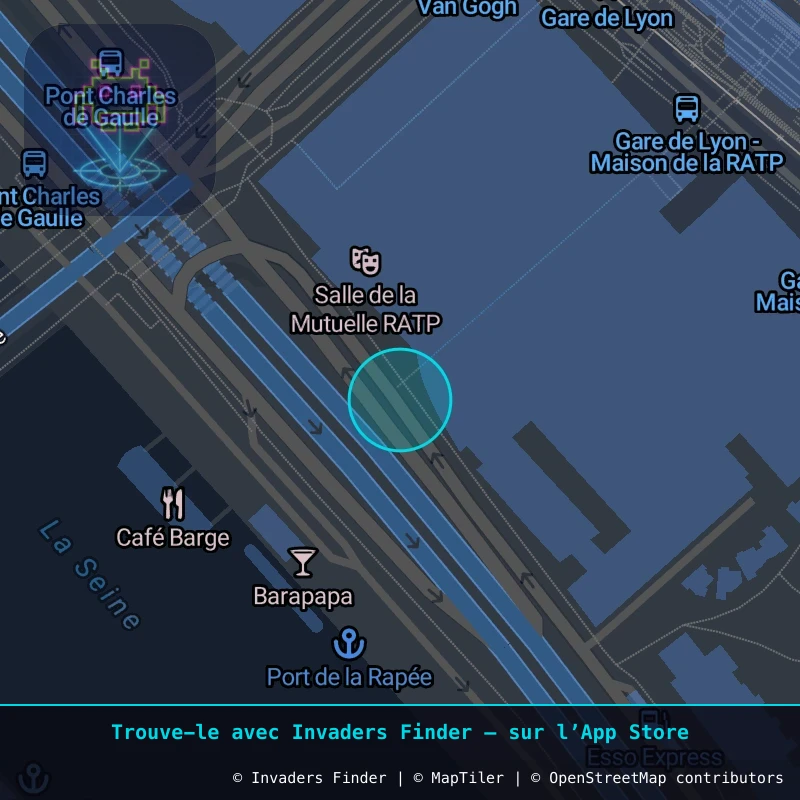 Zone approximative de l'invader PA_924, dans le quartier 12e arrondissement de Paris à Paris. Emplacement exact disponible dans l'app Invaders Finder.