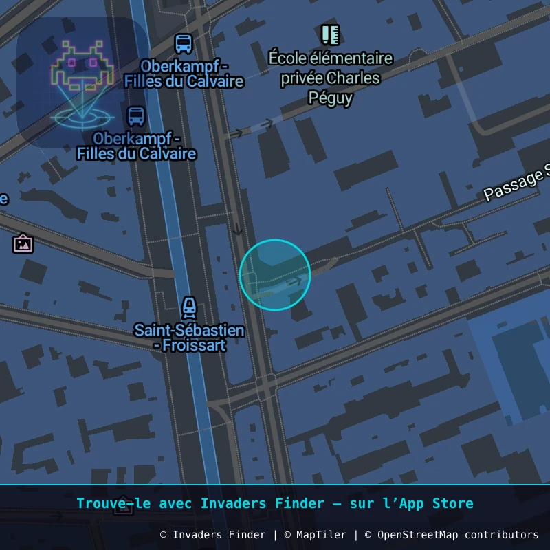 Zone approximative de l'invader PA_927, dans le quartier 11e arrondissement de Paris à Paris. Emplacement exact disponible dans l'app Invaders Finder.