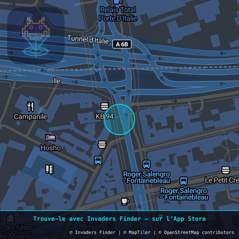 Zone approximative de l'invader PA_929, dans le quartier Paris métropolitain (PA94) à Paris. Emplacement exact disponible dans l'app Invaders Finder.