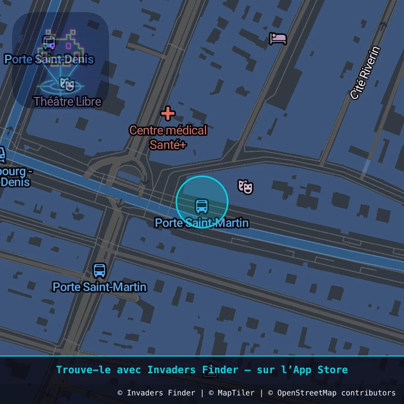 Zone approximative de l'invader PA_932, dans le quartier 10e arrondissement de Paris à Paris. Emplacement exact disponible dans l'app Invaders Finder.