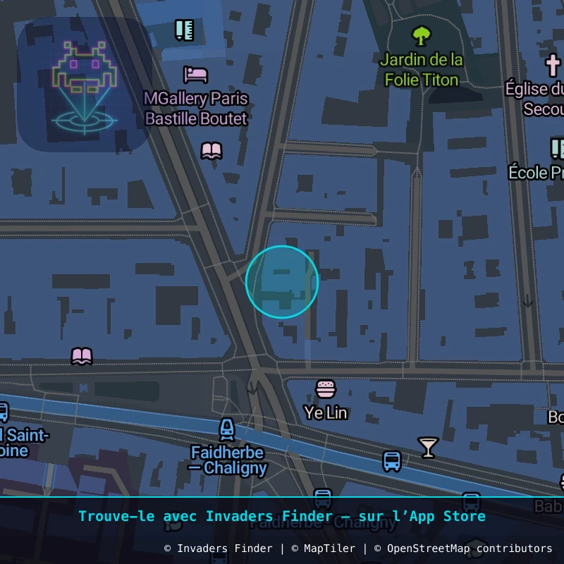 Zone approximative de l'invader PA_944, dans le quartier 11e arrondissement de Paris à Paris. Emplacement exact disponible dans l'app Invaders Finder.