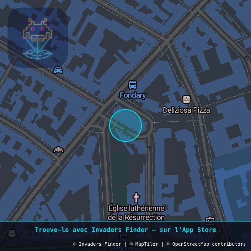 Zone approximative de l'invader PA_949, dans le quartier 15e arrondissement de Paris à Paris. Emplacement exact disponible dans l'app Invaders Finder.