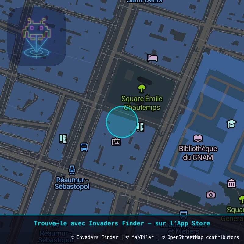 Zone approximative de l'invader PA_956, dans le quartier 3e arrondissement de Paris à Paris. Emplacement exact disponible dans l'app Invaders Finder.