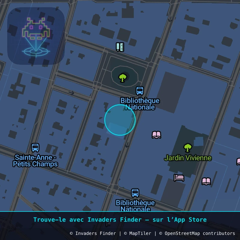 Zone approximative de l'invader PA_96, dans le quartier 2e arrondissement de Paris à Paris. Emplacement exact disponible dans l'app Invaders Finder.