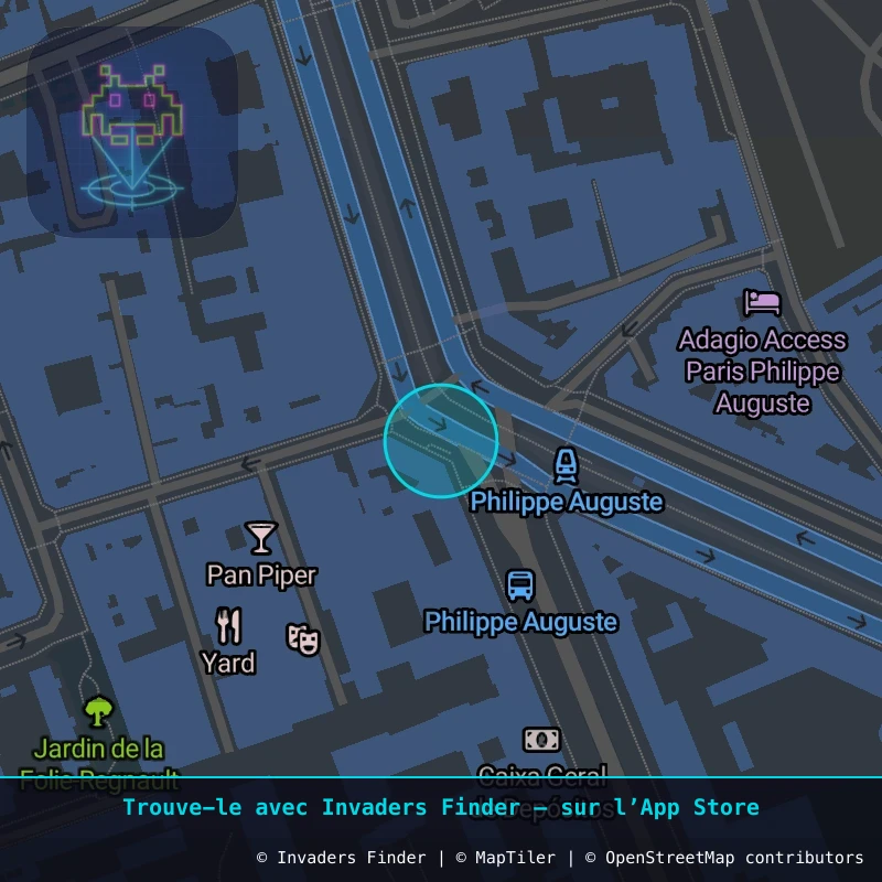 Zone approximative de l'invader PA_960, dans le quartier 11e arrondissement de Paris à Paris. Emplacement exact disponible dans l'app Invaders Finder.