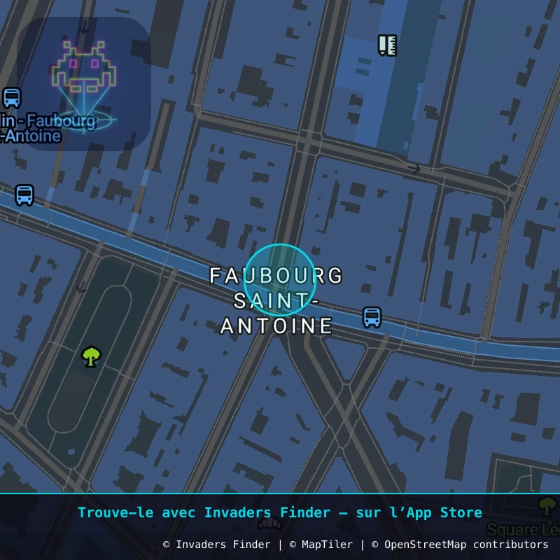 Zone approximative de l'invader PA_961, dans le quartier 11e arrondissement de Paris à Paris. Emplacement exact disponible dans l'app Invaders Finder.