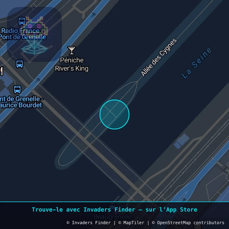 Zone approximative de l'invader PA_970, dans le quartier 15e arrondissement de Paris à Paris. Emplacement exact disponible dans l'app Invaders Finder.
