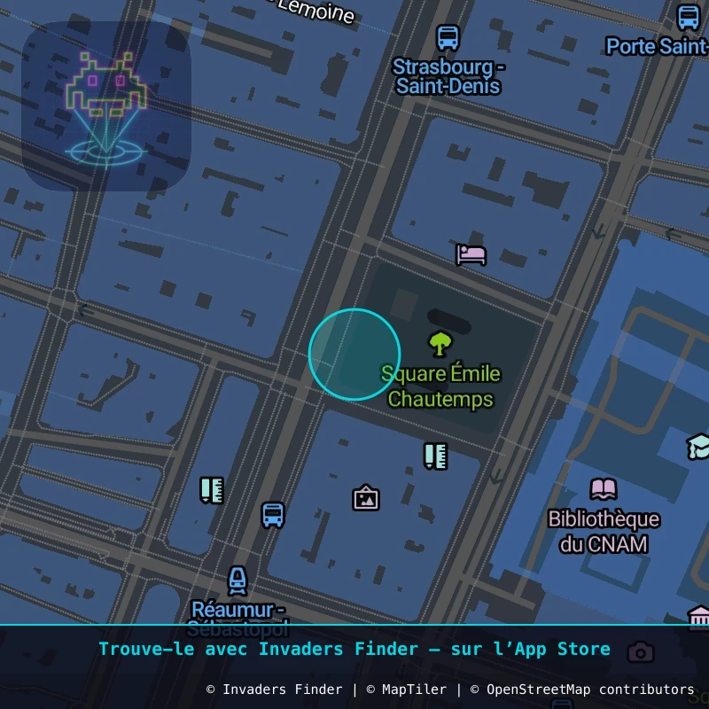 Zone approximative de l'invader PA_974, dans le quartier 3e arrondissement de Paris à Paris. Emplacement exact disponible dans l'app Invaders Finder.