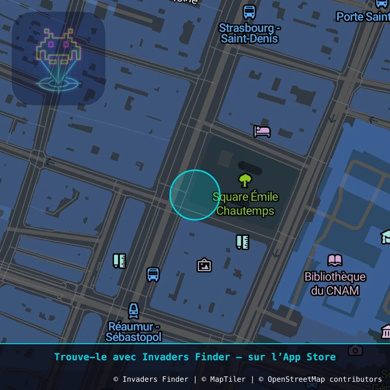 Zone approximative de l'invader PA_975, dans le quartier 3e arrondissement de Paris à Paris. Emplacement exact disponible dans l'app Invaders Finder.