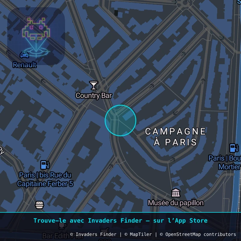Zone approximative de l'invader PA_983, dans le quartier 20e arrondissement de Paris à Paris. Emplacement exact disponible dans l'app Invaders Finder.