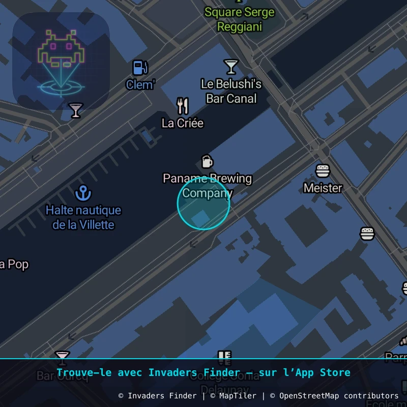 Approximate area of invader PA_987, in the 19th arrondissement, Paris area of Paris. Exact location available in the Invaders Finder app.