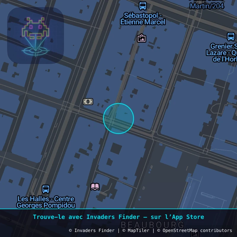 Approximate area of invader PA_997, in the 4th arrondissement, Paris area of Paris. Exact location available in the Invaders Finder app.