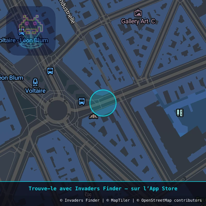 Zone approximative de l'invader PA_999, dans le quartier 11e arrondissement de Paris à Paris. Emplacement exact disponible dans l'app Invaders Finder.