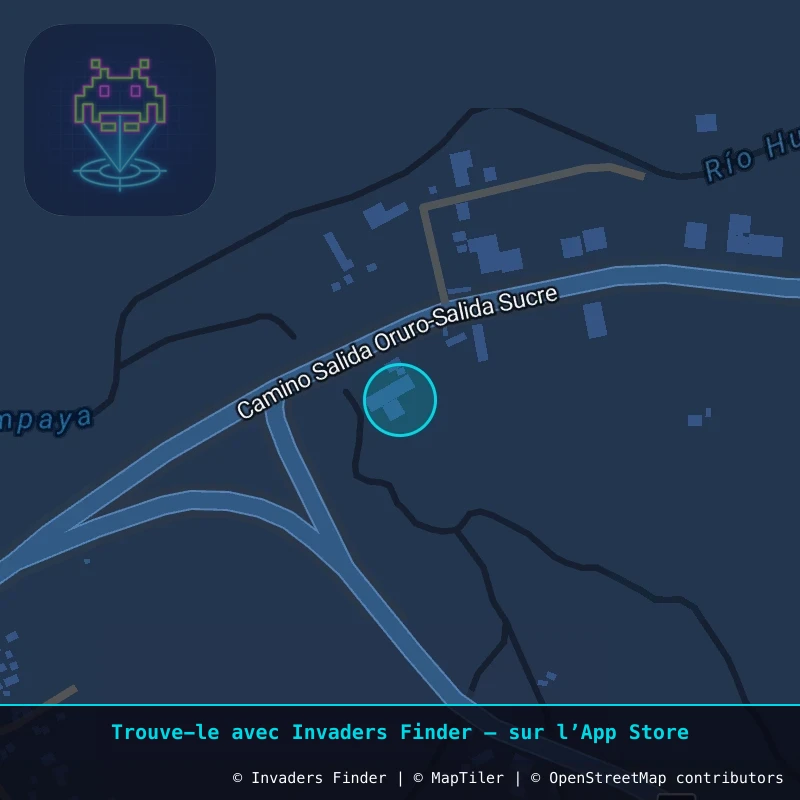 Zone approximative de l'invader POTI_04, dans le quartier Villa Banzer, Potosí à Potosí. Emplacement exact disponible dans l'app Invaders Finder.