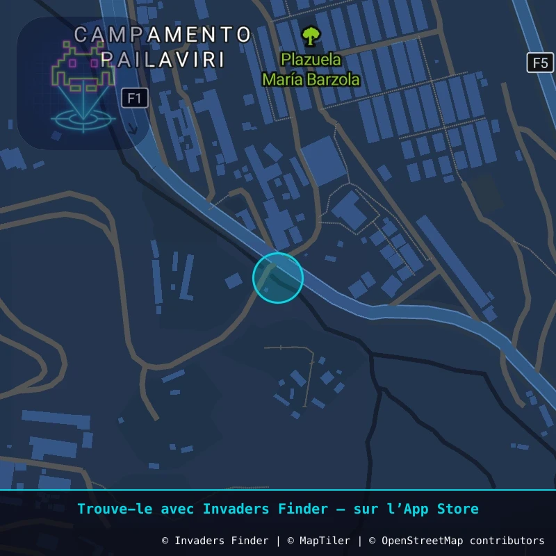 Zone approximative de l'invader POTI_05, dans le quartier Villa Santiago, Potosí à Potosí. Emplacement exact disponible dans l'app Invaders Finder.