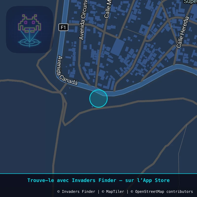 Zone approximative de l'invader POTI_06, dans le quartier Villa Santiago, Potosí à Potosí. Emplacement exact disponible dans l'app Invaders Finder.