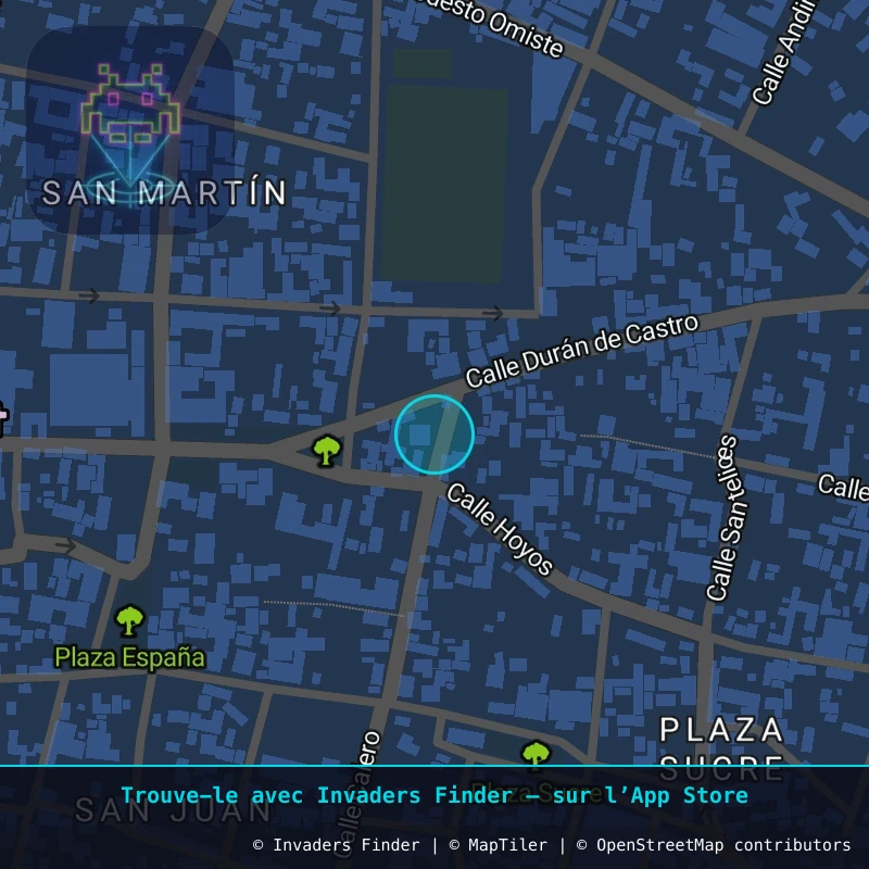 Zone approximative de l'invader POTI_10, dans le quartier Villa Santiago, Potosí à Potosí. Emplacement exact disponible dans l'app Invaders Finder.