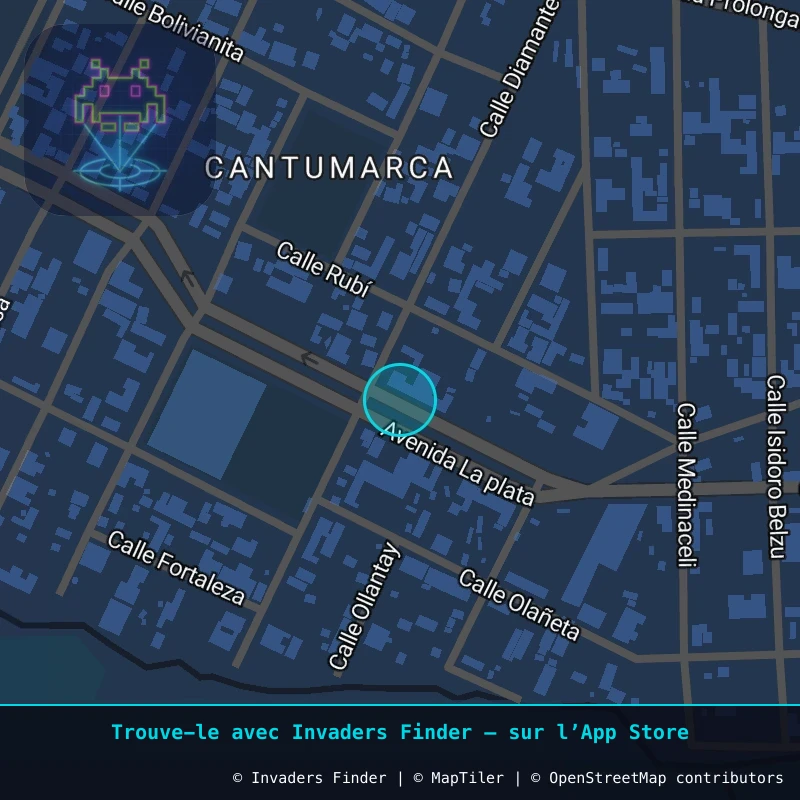 Zone approximative de l'invader POTI_15, dans le quartier Villa Copacabana, Potosí à Potosí. Emplacement exact disponible dans l'app Invaders Finder.
