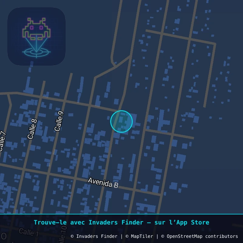 Zone approximative de l'invader POTI_29, dans le quartier Garita San Roque, Potosí à Potosí. Emplacement exact disponible dans l'app Invaders Finder.