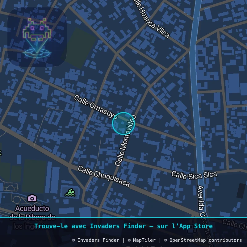 Zone approximative de l'invader POTI_36, dans le quartier Villa Santiago, Potosí à Potosí. Emplacement exact disponible dans l'app Invaders Finder.