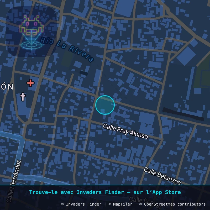 Zone approximative de l'invader POTI_52, dans le quartier Villa Santiago, Potosí à Potosí. Emplacement exact disponible dans l'app Invaders Finder.