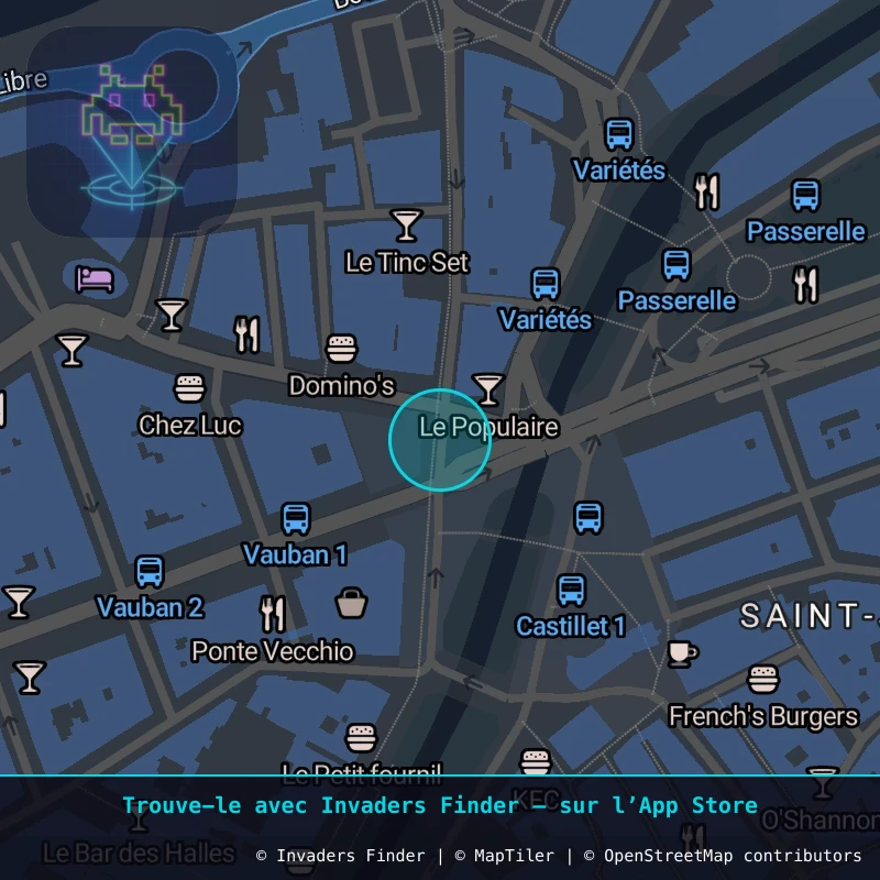 Zone approximative de l'invader PRP_04, dans le quartier Quartier Clemenceau, Perpignan à Perpignan. Emplacement exact disponible dans l'app Invaders Finder.