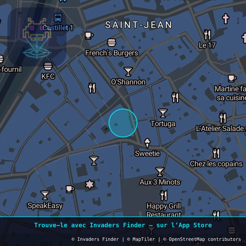 Zone approximative de l'invader PRP_06, dans le quartier Quartier Clemenceau, Perpignan à Perpignan. Emplacement exact disponible dans l'app Invaders Finder.