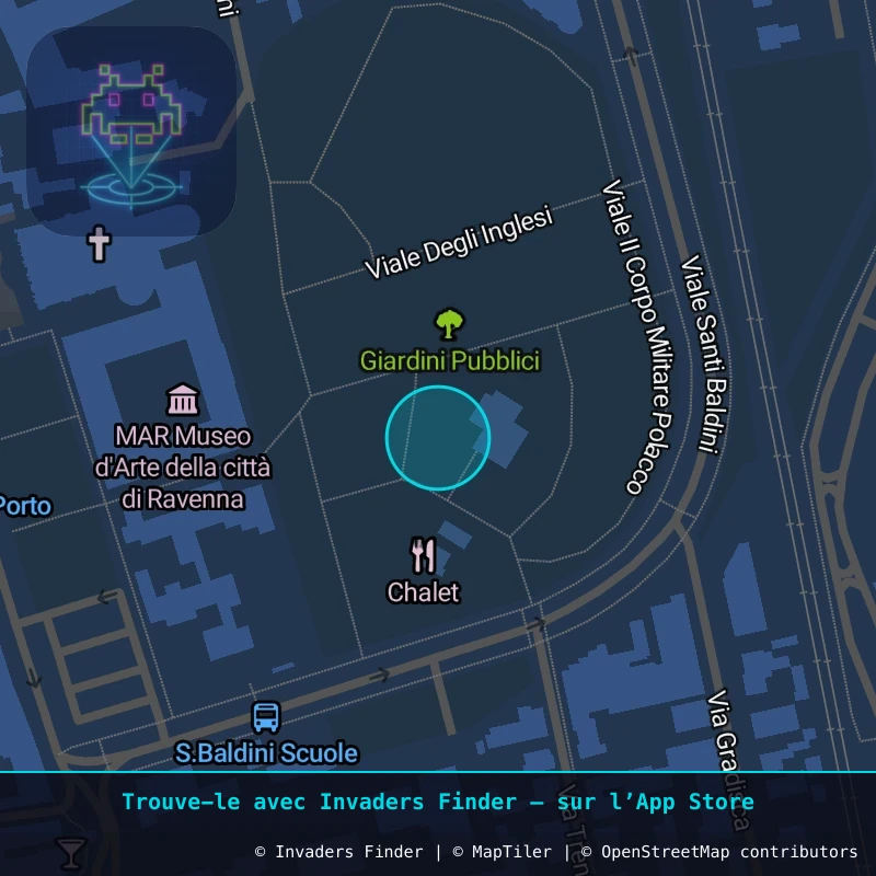 Zone approximative de l'invader RA_01, dans le quartier San Rocco, Ravenne à Ravenne. Emplacement exact disponible dans l'app Invaders Finder.