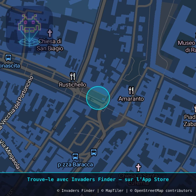 Zone approximative de l'invader RA_05, dans le quartier San Rocco, Ravenne à Ravenne. Emplacement exact disponible dans l'app Invaders Finder.
