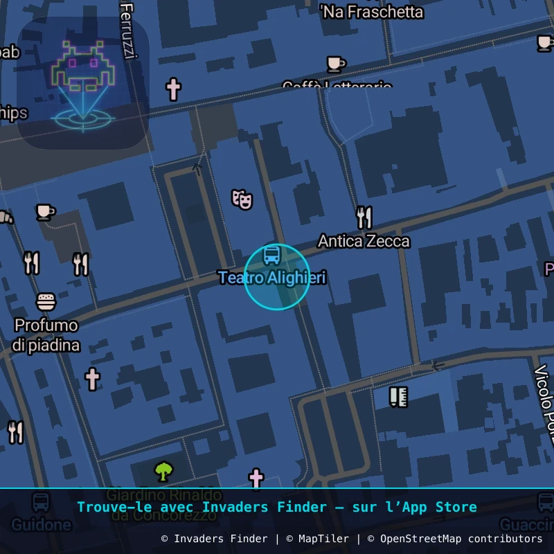 Zone approximative de l'invader RA_08, dans le quartier San Rocco, Ravenne à Ravenne. Emplacement exact disponible dans l'app Invaders Finder.