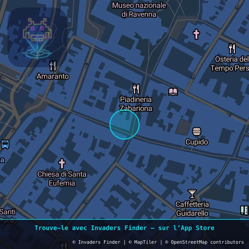 Zone approximative de l'invader RA_20, dans le quartier San Rocco, Ravenne à Ravenne. Emplacement exact disponible dans l'app Invaders Finder.