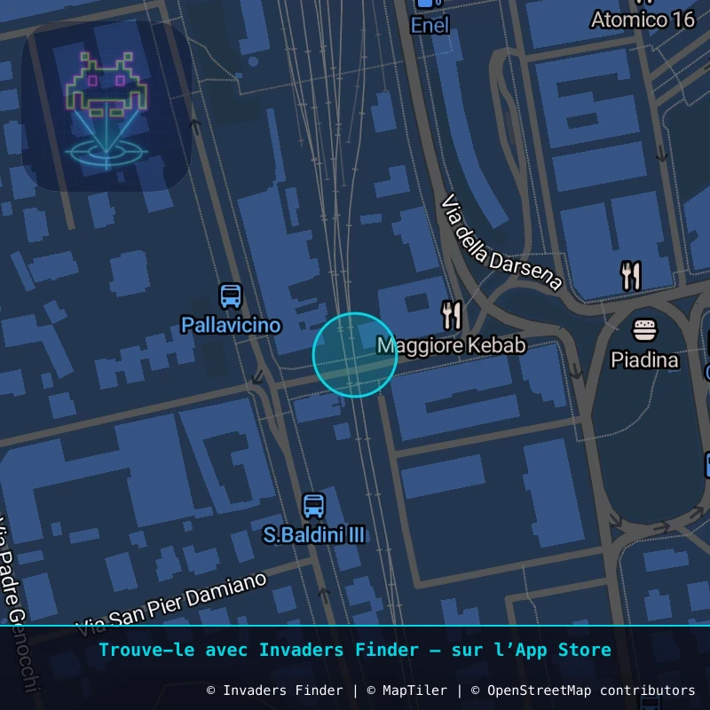 Zone approximative de l'invader RA_21, dans le quartier San Rocco, Ravenne à Ravenne. Emplacement exact disponible dans l'app Invaders Finder.
